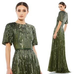 MAC DUGGAL | SHORT SLEEVE OMBRE SEQUINED EVENING GOWN 4913